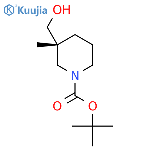 tert-butyl (3R)-3-(hydroxymethyl)-3-methyl-piperidine-1-carboxylate structure