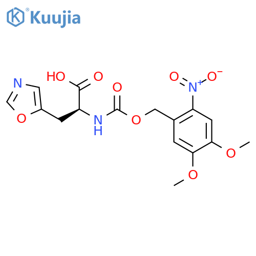 (S)-2-((((4,5-Dimethoxy-2-nitrobenzyl)oxy)carbonyl)amino)-3-(oxazol-5-yl)propanoic acid structure