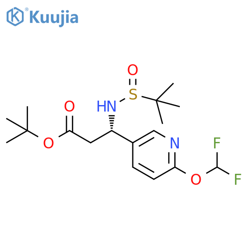 (3S)-tert-butyl 3-(6-(difluoromethoxy)pyridin-3-yl)-3-(1,1-dimethylethylsulfinamido)propanoate structure