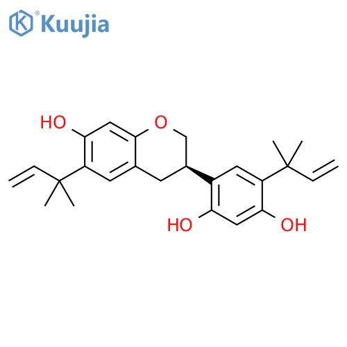 1,3-Benzenediol, 4-(1,1-dimethyl-2-propen-1-yl)-6-[(3R)-6-(1,1-dimethyl-2-propen-1-yl)-3,4-dihydro-7-hydroxy-2H-1-benzopyran-3-yl]- structure