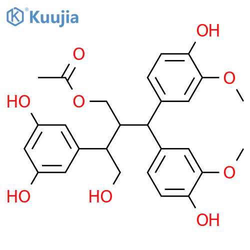 5-[3-Hydroxy-2-[(4-hydroxy-3-methoxyphenyl)methyl]-1-(hydroxymethyl)-2-(4-hydroxyphenyl)propyl]-1,3-benzenediol; (7R*,7'R*,8S*)-form, 3''-Methoxy, 9-Ac structure
