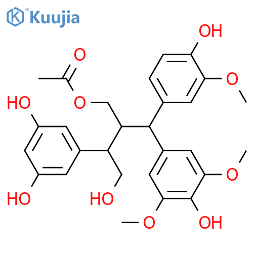 5-[3-Hydroxy-2-[(4-hydroxy-3-methoxyphenyl)methyl]-1-(hydroxymethyl)-2-(4-hydroxyphenyl)propyl]-1,3-benzenediol; (7R*,7'R*,8S*)-form, 3'',5''-Dimethoxy, 9-Ac structure
