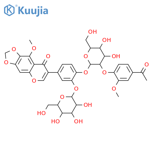 3',4',5,6,7-Pentahydroxyisoflavone; 6,7-Methylene, 5-Me ether, 3'-O-β-D-glucopyranoside, 4'-O-[4-acetyl-2-methoxyphenyl-(→2)-β-D-glucopyranoside] structure