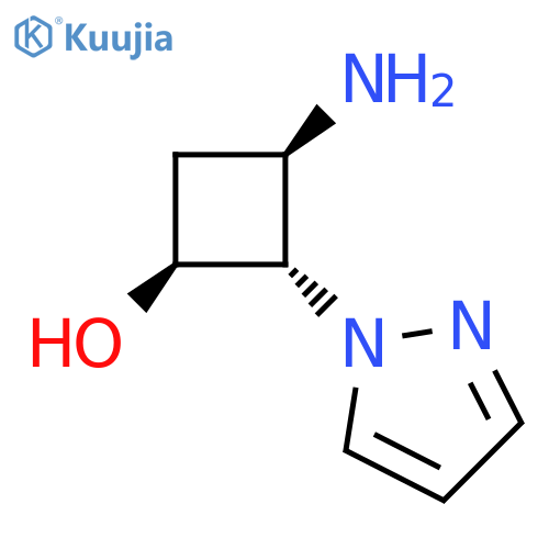 rac-(1R,2R,3S)-3-amino-2-(1H-pyrazol-1-yl)cyclobutan-1-ol structure