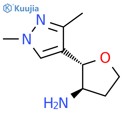 rac-(2R,3S)-2-(1,3-dimethyl-1H-pyrazol-4-yl)oxolan-3-amine structure