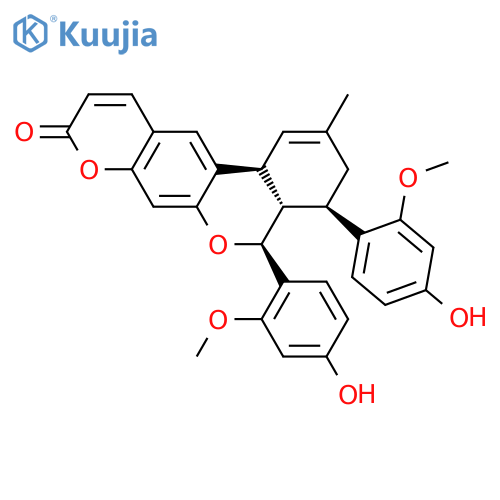 4H,9H-[2]Benzopyrano[4,3-g][1]benzopyran-9-one, 3,4a,5,12b-tetrahydro-4,5-bis(4-hydroxy-2-methoxyphenyl)-2-methyl-, (4R,4aS,5S,12bR)-rel-(-)- (9CI) structure