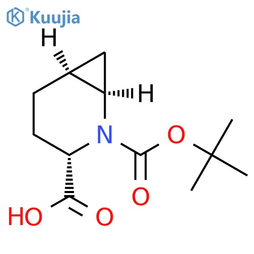 (1R,3S,6S)-2-[(tert-butoxy)carbonyl]-2-azabicyclo[4.1.0]heptane-3-carboxylic acid structure