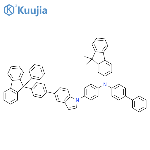 9H-Fluoren-2-amine, N-[1,1'-biphenyl]-4-yl-9,9-dimethyl-N-[4-[5-[4-(9-phenyl-9H-fluoren-9-yl)phenyl]-1H-indol-1-yl]phenyl]- structure