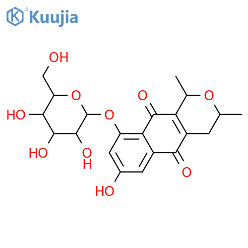 3,4-Dihydro-7,9-dihydroxy-1,3-dimethyl-1H-naphtho[2,3-c]pyran-5,10-dione; (1S,2S)-form, 9-O-β-D-Glucopyranoside structure