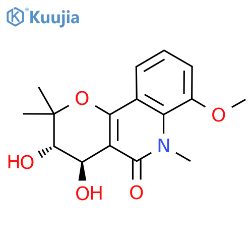 5H-Pyrano[3,2-c]quinolin-5-one, 2,3,4,6-tetrahydro-3,4-dihydroxy-7-methoxy-2,2,6-trimethyl-, (3S,4R)-rel-(-)- structure