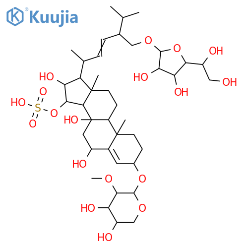 Ergosta-4,22-diene-3,6,8,15,16,28-hexol; (3β,6β,8β,15α,16β,22E,24R)-form, 15-Sulfate, 3-O-(2-O-methyl-β-D-xylopyranoside), 28-O-β-D-galactofuranoside structure