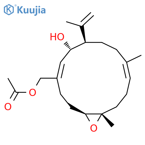 15-Oxabicyclo[12.1.0]pentadeca-4,10-diene-4-methanol,6-hydroxy-10,14-dimethyl-7-(1-methylethenyl)-, 4-acetate,(1S,4E,6S,7R,10E,14S)- structure