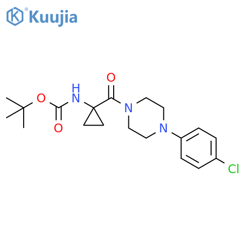 tert-butyl N-{1-4-(4-chlorophenyl)piperazine-1-carbonylcyclopropyl}carbamate structure
