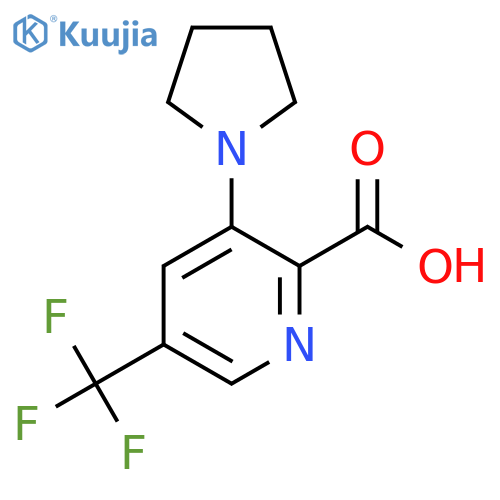 3-Pyrrolidin-1-yl-5-(trifluoromethyl)pyridine-2-carboxylic acid structure