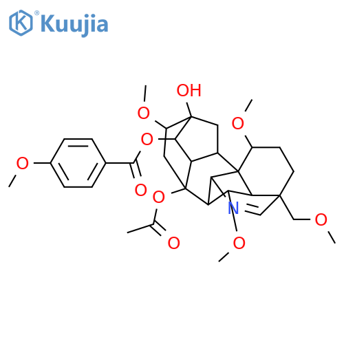 4-Methylaconit-19(N)-ene-1,6,8,13,14,16,18-heptol; (1α,5β,6α,14α,16β)-form, O1,O6,O16,O18-Tetra-Me, 14-O-(4-methoxybenzoyl), 8-Ac structure