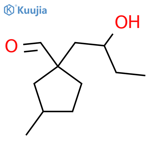 1-(2-hydroxybutyl)-3-methylcyclopentane-1-carbaldehyde structure