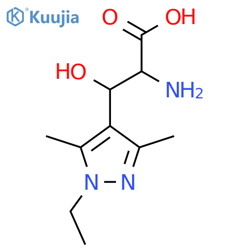 2-amino-3-(1-ethyl-3,5-dimethyl-1H-pyrazol-4-yl)-3-hydroxypropanoic acid structure