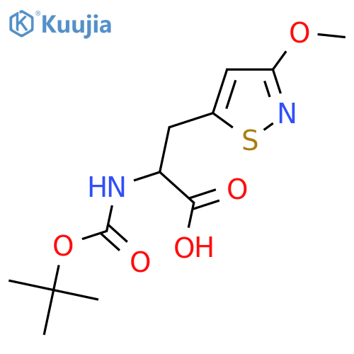 2-{(tert-butoxy)carbonylamino}-3-(3-methoxy-1,2-thiazol-5-yl)propanoic acid structure