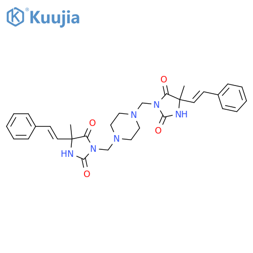 2,4-Imidazolidinedione,3,3'-[1,4-piperazinediylbis(methylene)]bis[5-methyl-5-(2-phenylethenyl)- (9CI) structure