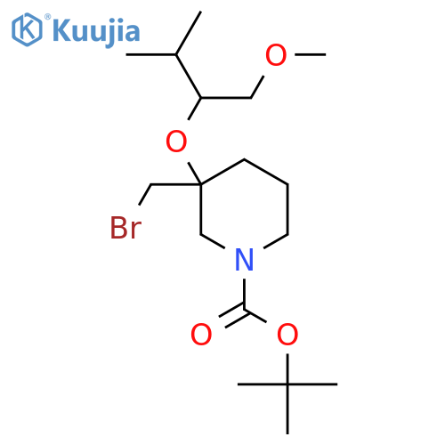tert-butyl 3-(bromomethyl)-3-(1-methoxy-3-methylbutan-2-yl)oxypiperidine-1-carboxylate structure