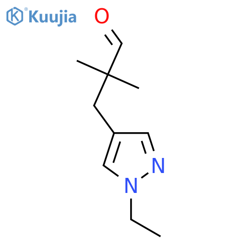 3-(1-ethyl-1H-pyrazol-4-yl)-2,2-dimethylpropanal structure
