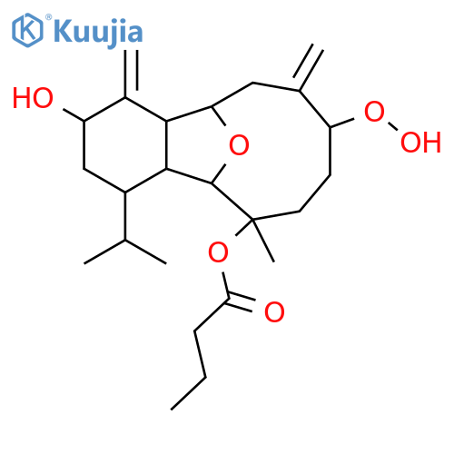 6,13-Epoxy-4(18),8(19)-eunicelladiene-3,9,12-triol; (3α,6α,9β,12β,13α)-form, 9-Hydroperoxide, 12-butanoyl structure