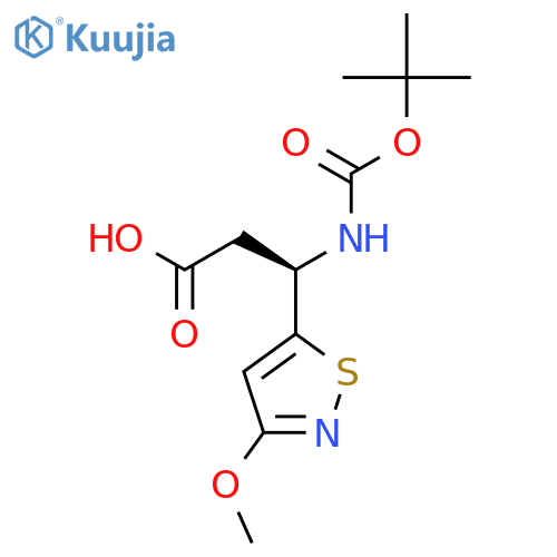 (3R)-3-{(tert-butoxy)carbonylamino}-3-(3-methoxy-1,2-thiazol-5-yl)propanoic acid structure