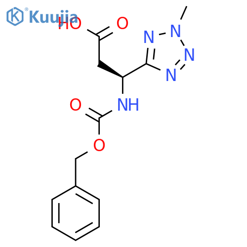 (3S)-3-{(benzyloxy)carbonylamino}-3-(2-methyl-2H-1,2,3,4-tetrazol-5-yl)propanoic acid structure