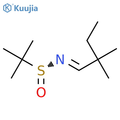 (R,E)-N-(2,2-dimethylbutylidene)-2-methylpropane-2-sulfinamide structure