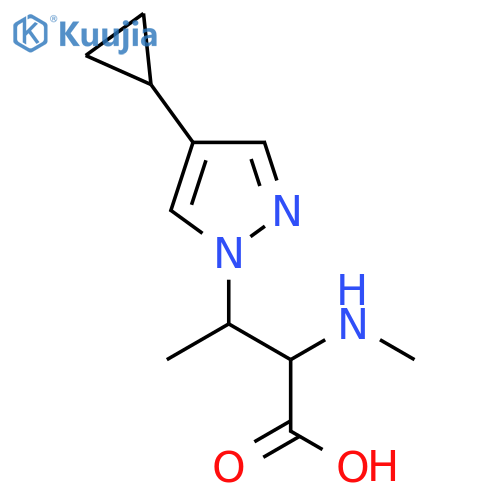 3-(4-cyclopropyl-1H-pyrazol-1-yl)-2-(methylamino)butanoic acid structure