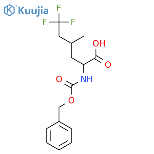 2-{(benzyloxy)carbonylamino}-6,6,6-trifluoro-4-methylhexanoic acid structure