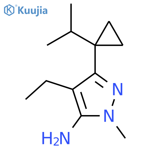 4-ethyl-1-methyl-3-[1-(propan-2-yl)cyclopropyl]-1H-pyrazol-5-amine structure