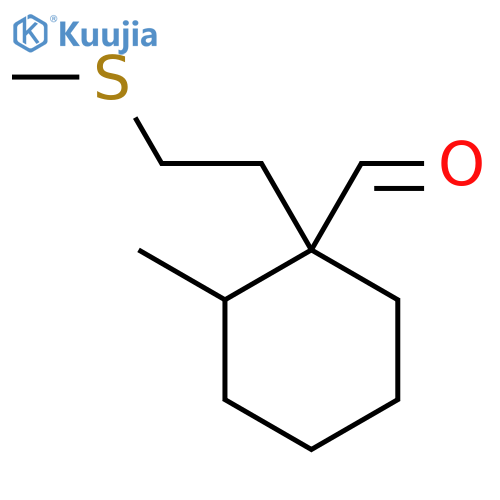 2-methyl-1-2-(methylsulfanyl)ethylcyclohexane-1-carbaldehyde structure