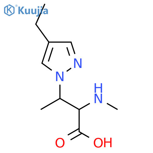 3-(4-ethyl-1H-pyrazol-1-yl)-2-(methylamino)butanoic acid structure