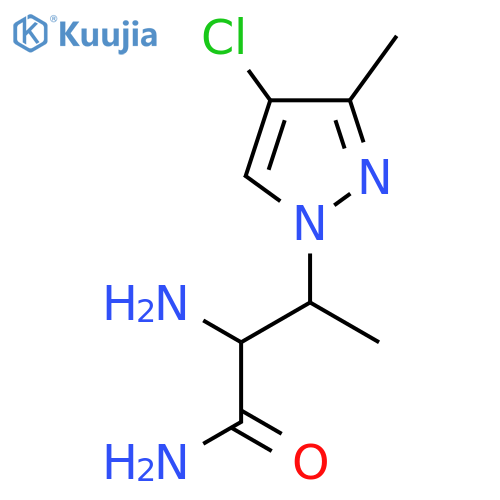 2-amino-3-(4-chloro-3-methyl-1H-pyrazol-1-yl)butanamide structure