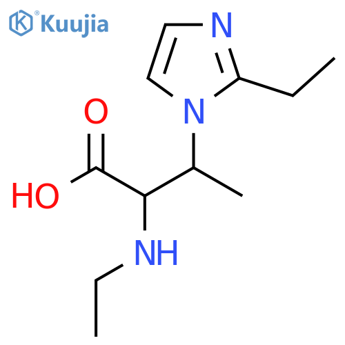 3-(2-ethyl-1H-imidazol-1-yl)-2-(ethylamino)butanoic acid structure