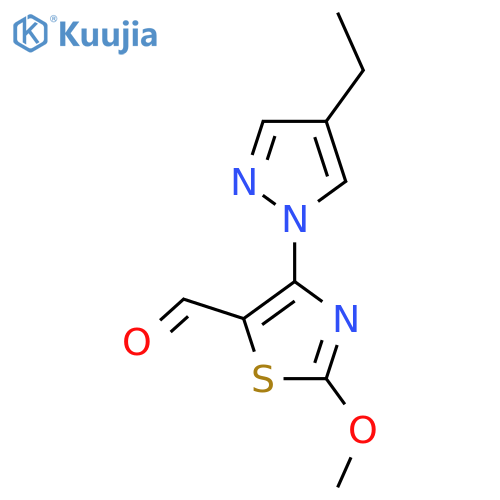 4-(4-ethyl-1H-pyrazol-1-yl)-2-methoxy-1,3-thiazole-5-carbaldehyde structure