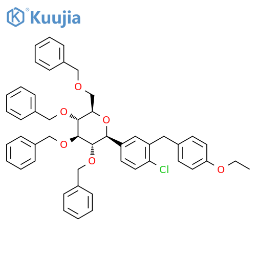D-Glucitol, 1,5-anhydro-1-C-[4-chloro-3-[(4-ethoxyphenyl)methyl]phenyl]-2,3,4,6-tetrakis-O-(phenylmethyl)-, (1S)- structure
