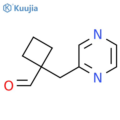 1-(pyrazin-2-yl)methylcyclobutane-1-carbaldehyde structure