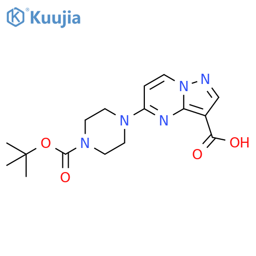 Pyrazolo[1,5-a]pyrimidine-3-carboxylic acid, 5-[4-[(1,1-dimethylethoxy)carbonyl]-1-piperazinyl]- structure