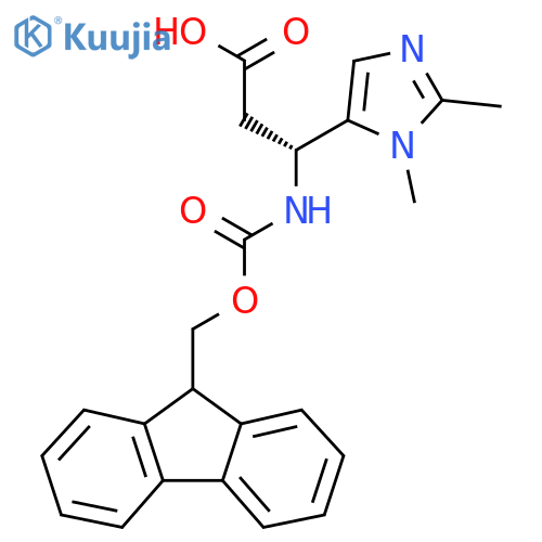 (3R)-3-(1,2-dimethyl-1H-imidazol-5-yl)-3-({(9H-fluoren-9-yl)methoxycarbonyl}amino)propanoic acid structure