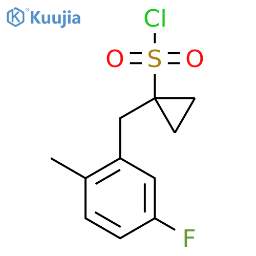 1-(5-fluoro-2-methylphenyl)methylcyclopropane-1-sulfonyl chloride structure