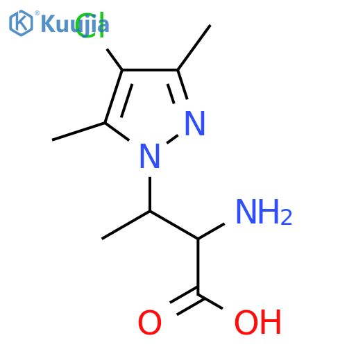 2-amino-3-(4-chloro-3,5-dimethyl-1H-pyrazol-1-yl)butanoic acid structure