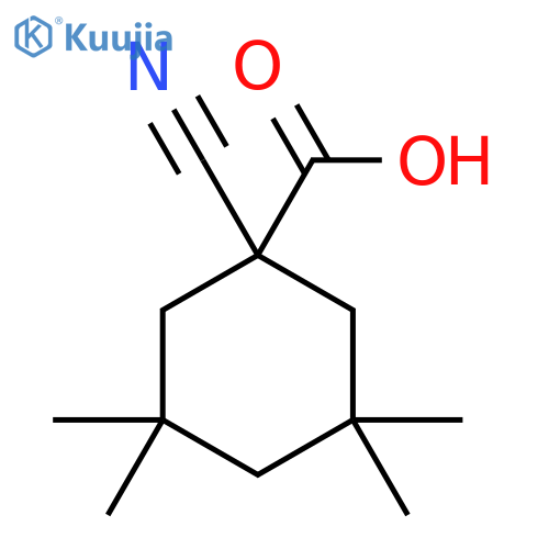 1-cyano-3,3,5,5-tetramethylcyclohexane-1-carboxylic acid structure