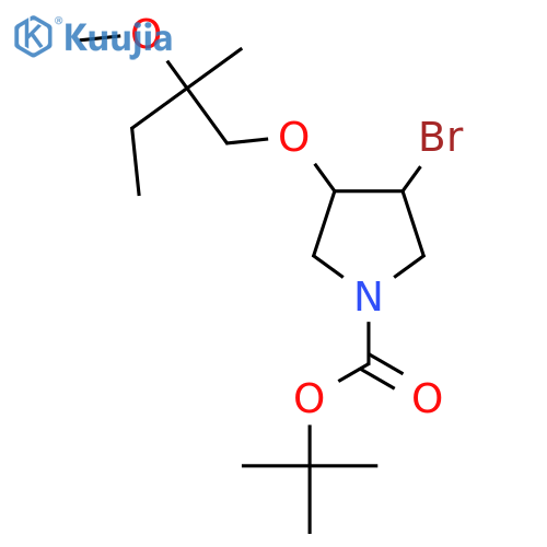 tert-butyl 3-bromo-4-(2-methoxy-2-methylbutoxy)pyrrolidine-1-carboxylate structure