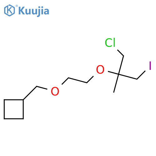 ({2-(1-chloro-3-iodo-2-methylpropan-2-yl)oxyethoxy}methyl)cyclobutane structure