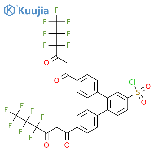 4,4''-Bis(4,4,5,5,6,6,6-Heptafluoro-1,3-dioxohexyl)-o-terphenyl-4'-sulfonyl Chloride structure