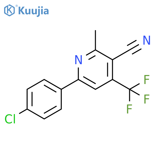 6-(4-chlorophenyl)-2-methyl-4-(trifluoromethyl)pyridine-3-carbonitrile structure