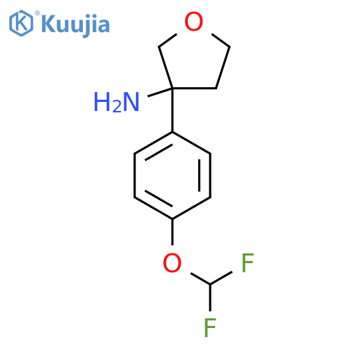 3-4-(difluoromethoxy)phenyloxolan-3-amine structure