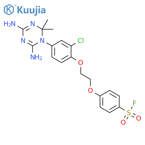 4-{2-[2-chloro-4-(4,6-diamino-2,2-dimethyl-1,3,5-triazin-1(2H)-yl)phenoxy]ethoxy}benzenesulfonyl fluoride structure